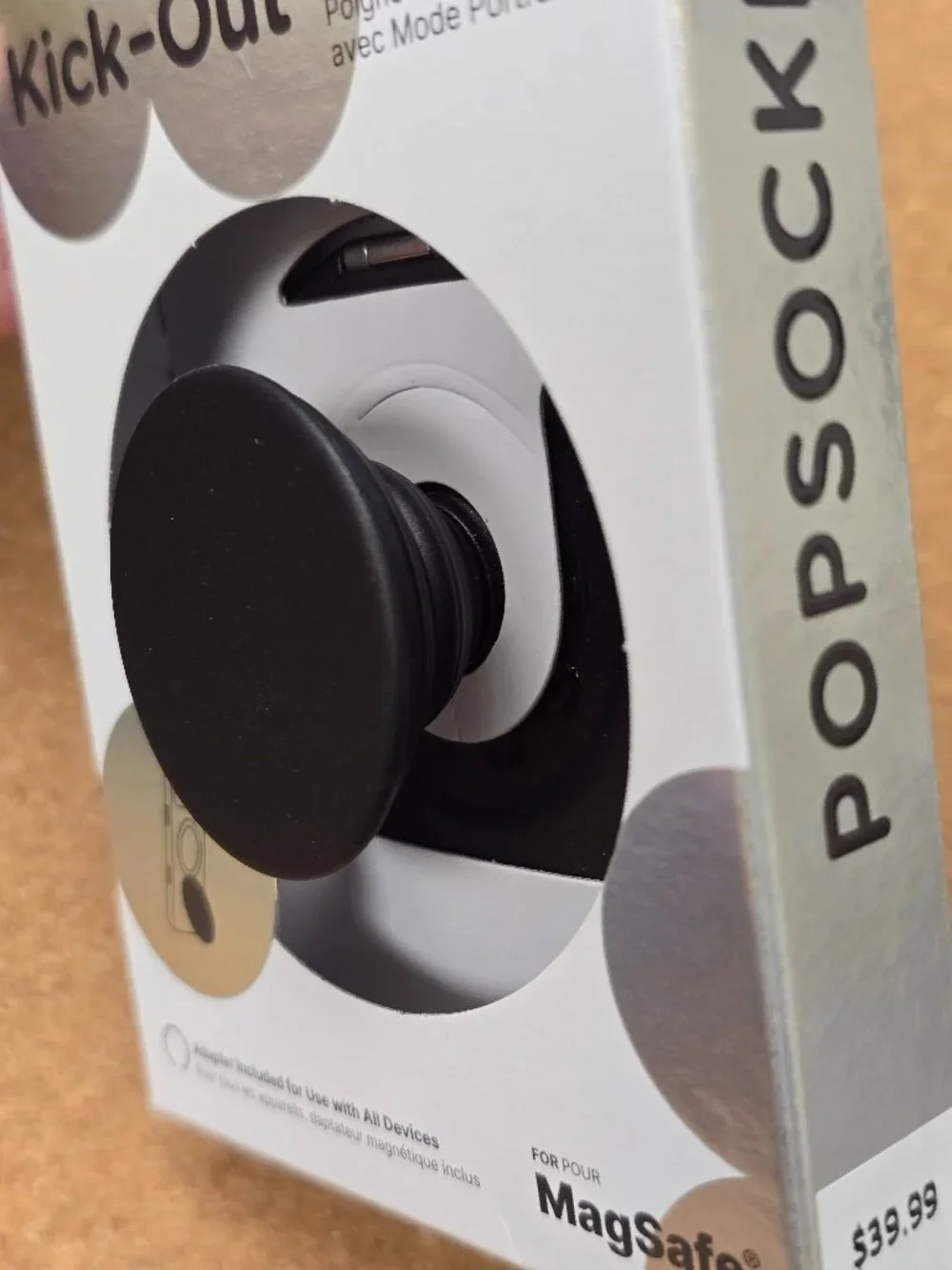 Popsockets Kick-Out Grip for MagSafe Kickstand Adjustable Magnetic Stand Black
